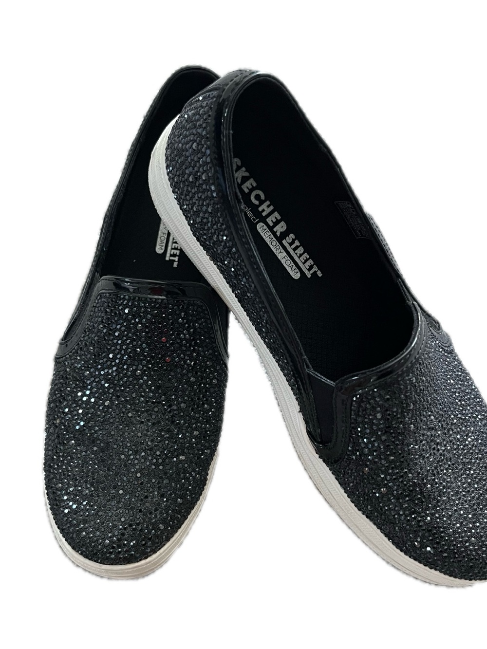 Skechers Black Glitter Slip-On Sneakers